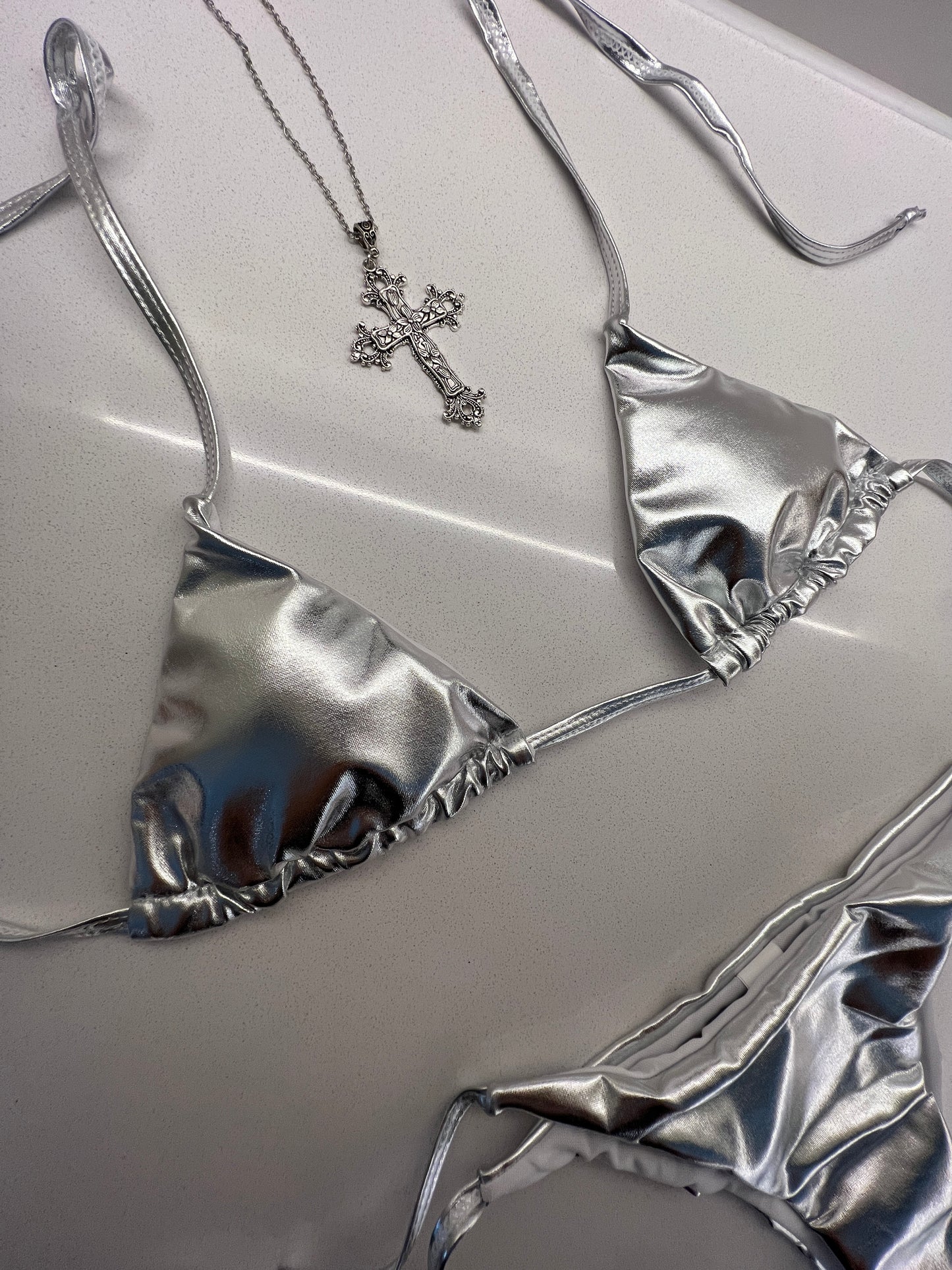 Silver cross necklace gothic style