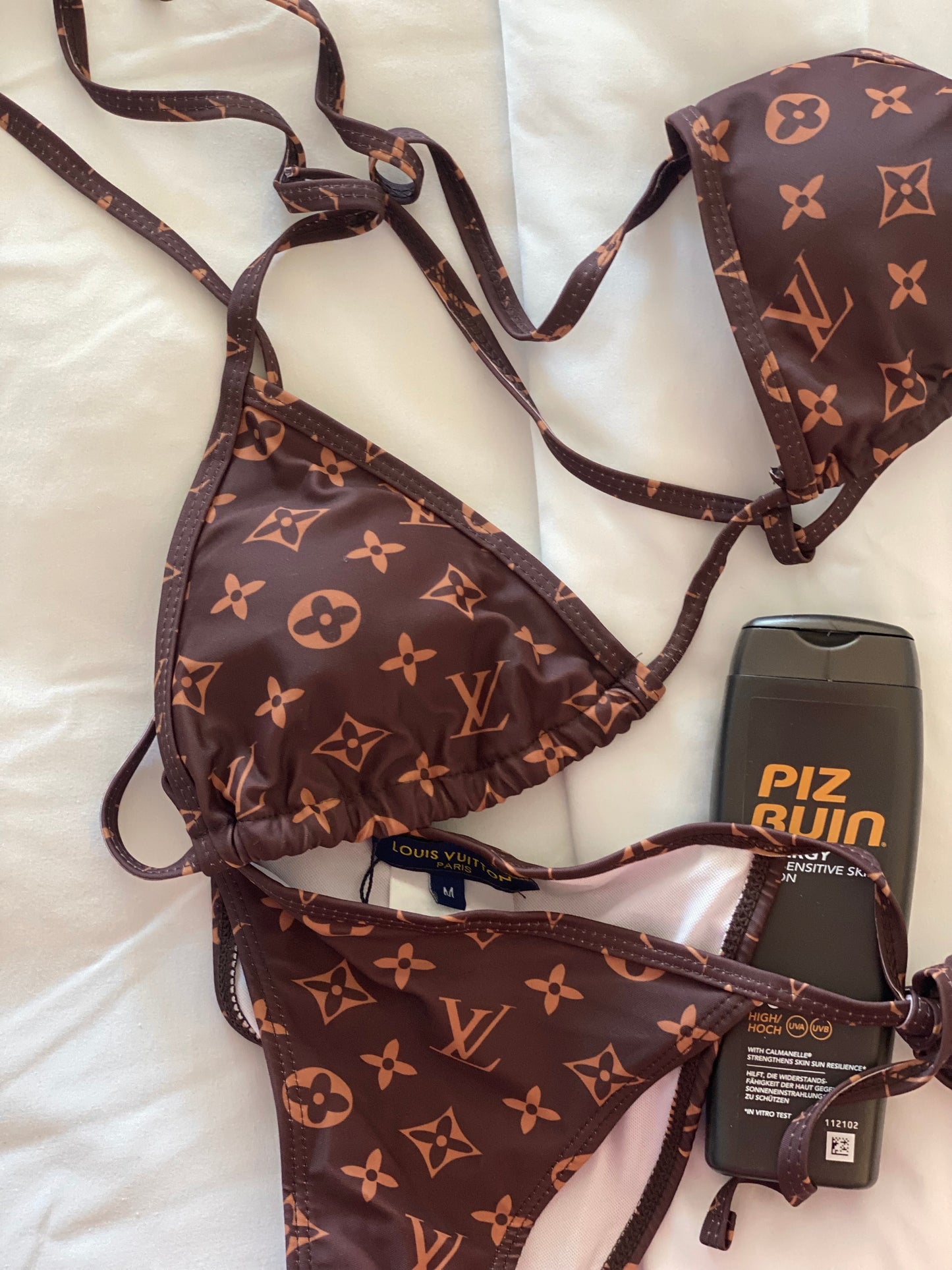 Y2K print bikini in brown