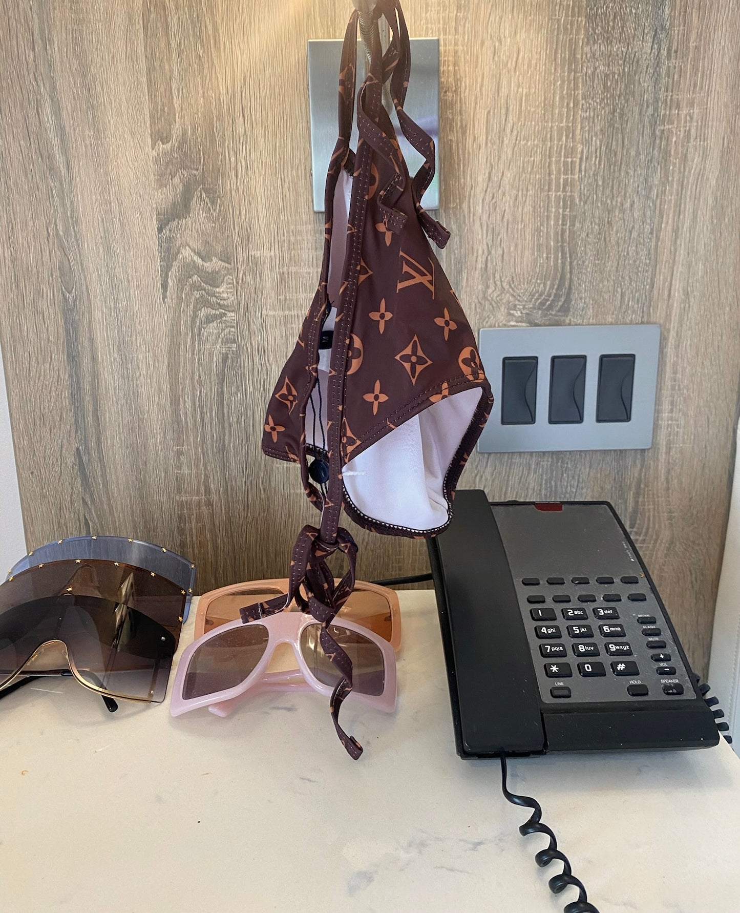Y2K print bikini in brown
