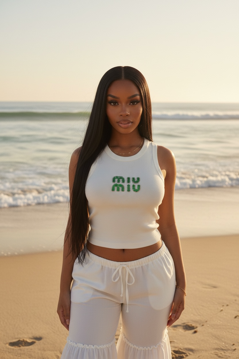 Green crystal vest top