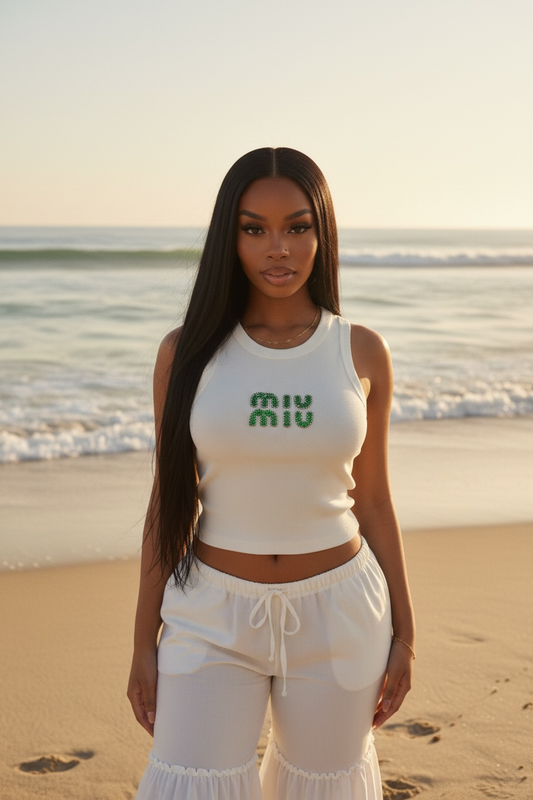Green crystal vest top