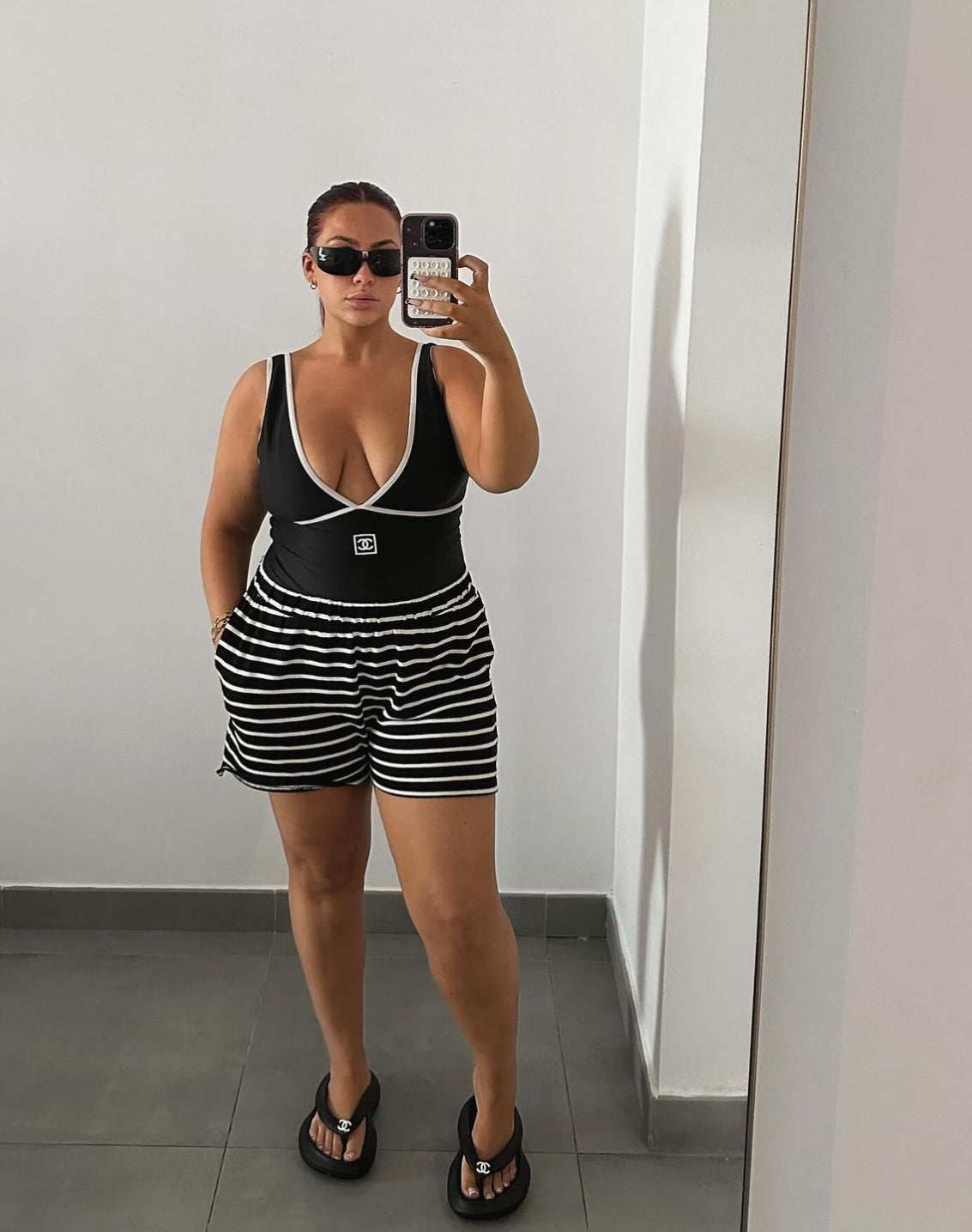 Black monochrome swimsuit