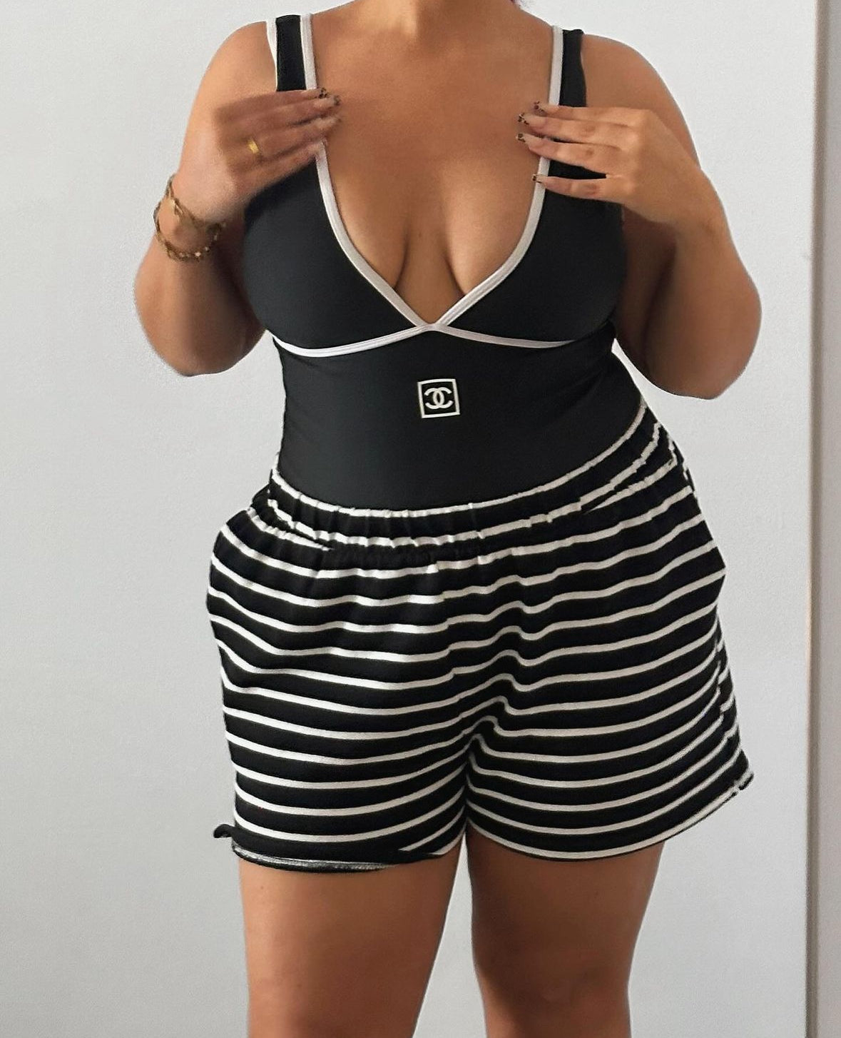 Black monochrome swimsuit