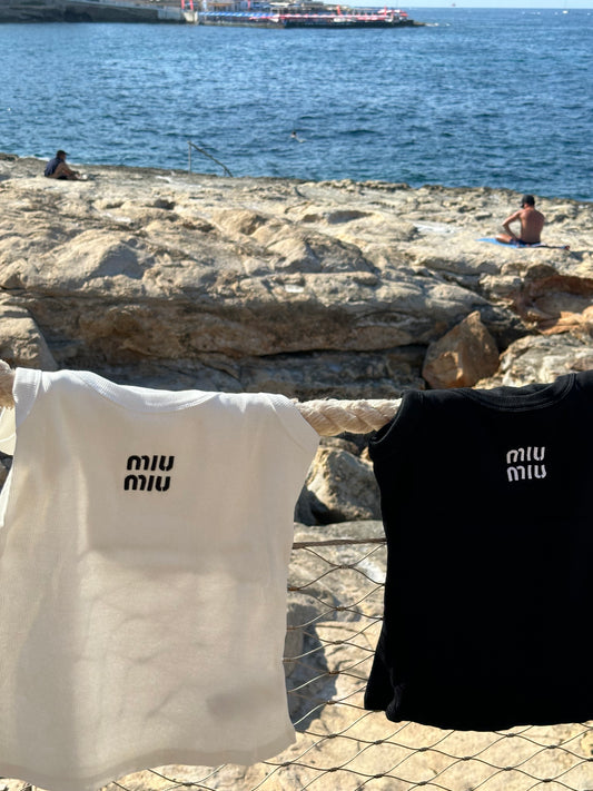 White MM vest top