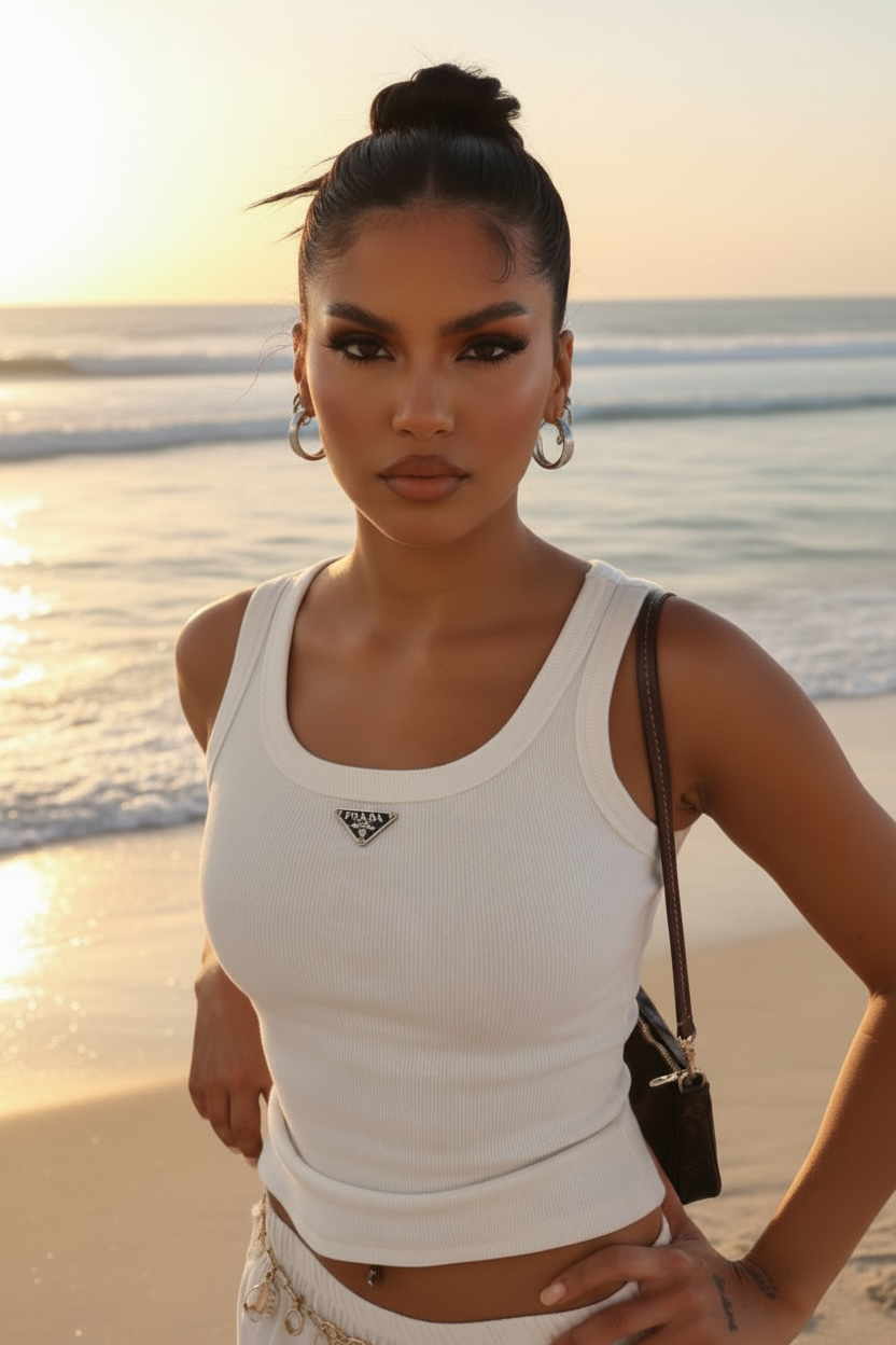 P VEST TOP IN WHITE