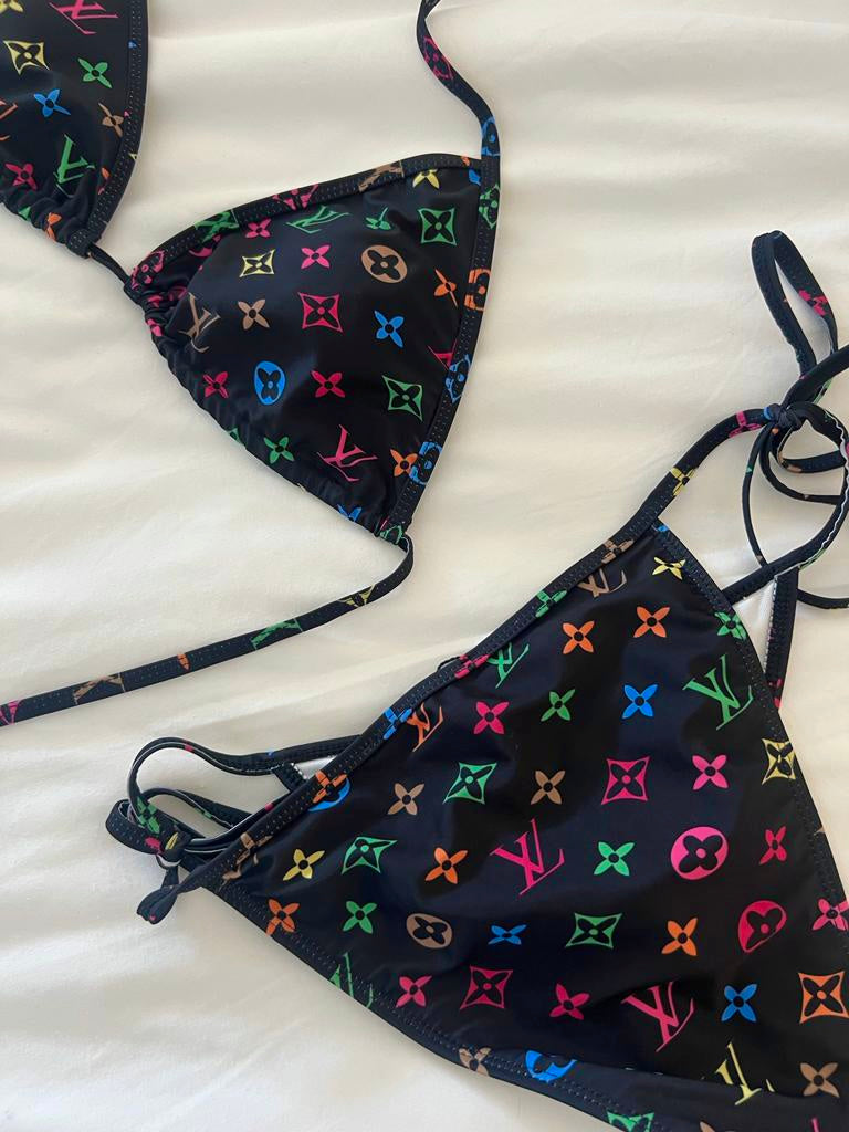 Y2k print bikini multicoloured in black